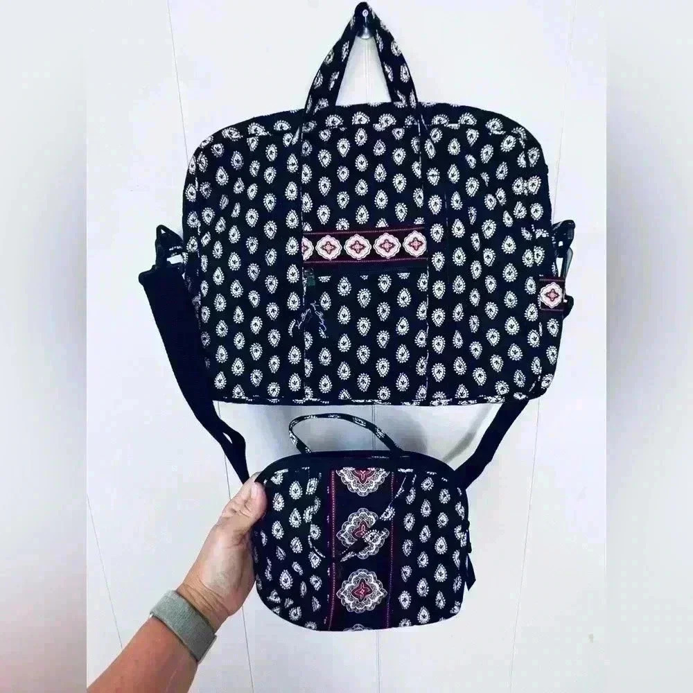 Vera Bradley Brief Case/Laptop Bag 14" With Small Duffle Style Handbag Set